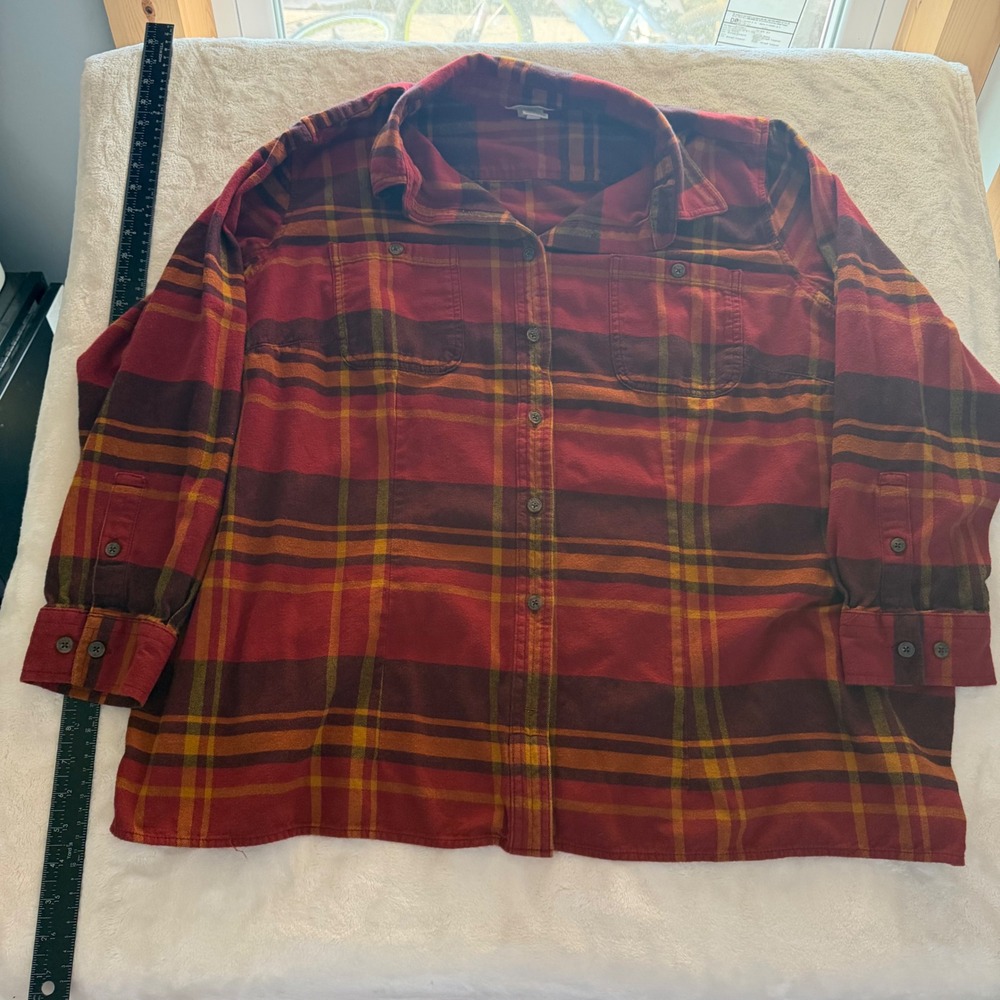 Duluth Trading Co Womens 3X Free Swingin Flannel Shirt Red Plaid 74760 Cotton